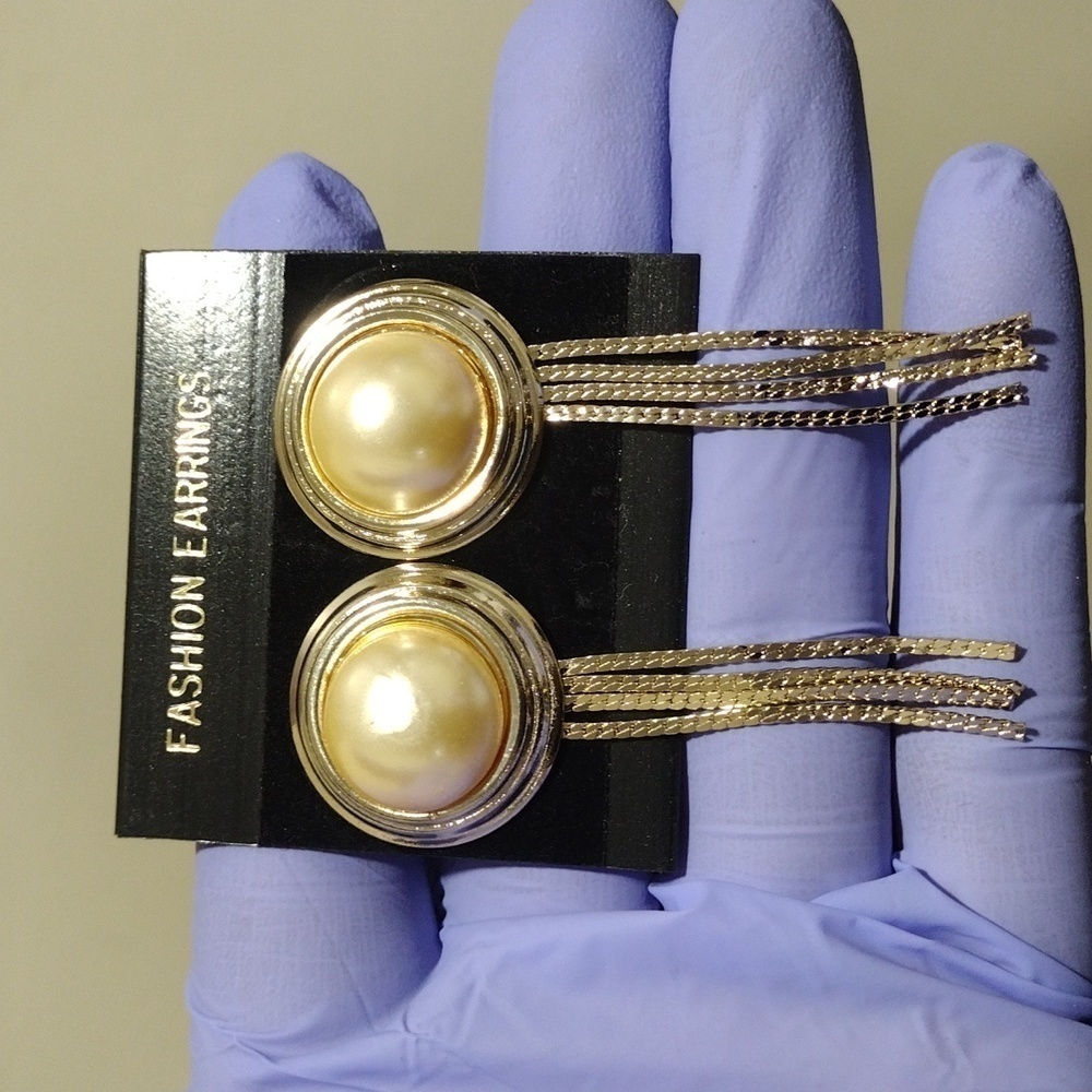 Women's Stylish Polished Gold tone & Fringed Round Stud Earrings - 2.25-in Drop